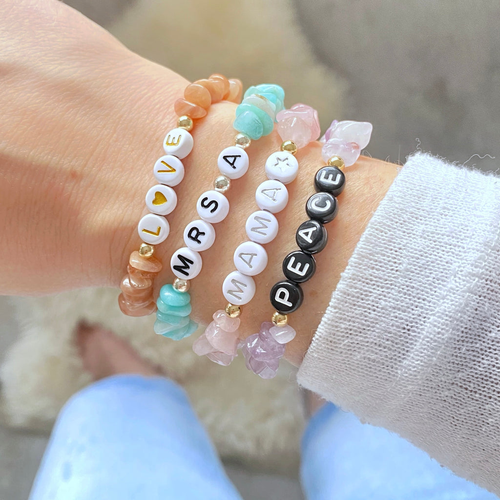 Cute Beaded Bracelets Words  Crystal Beads Letter Bracelet